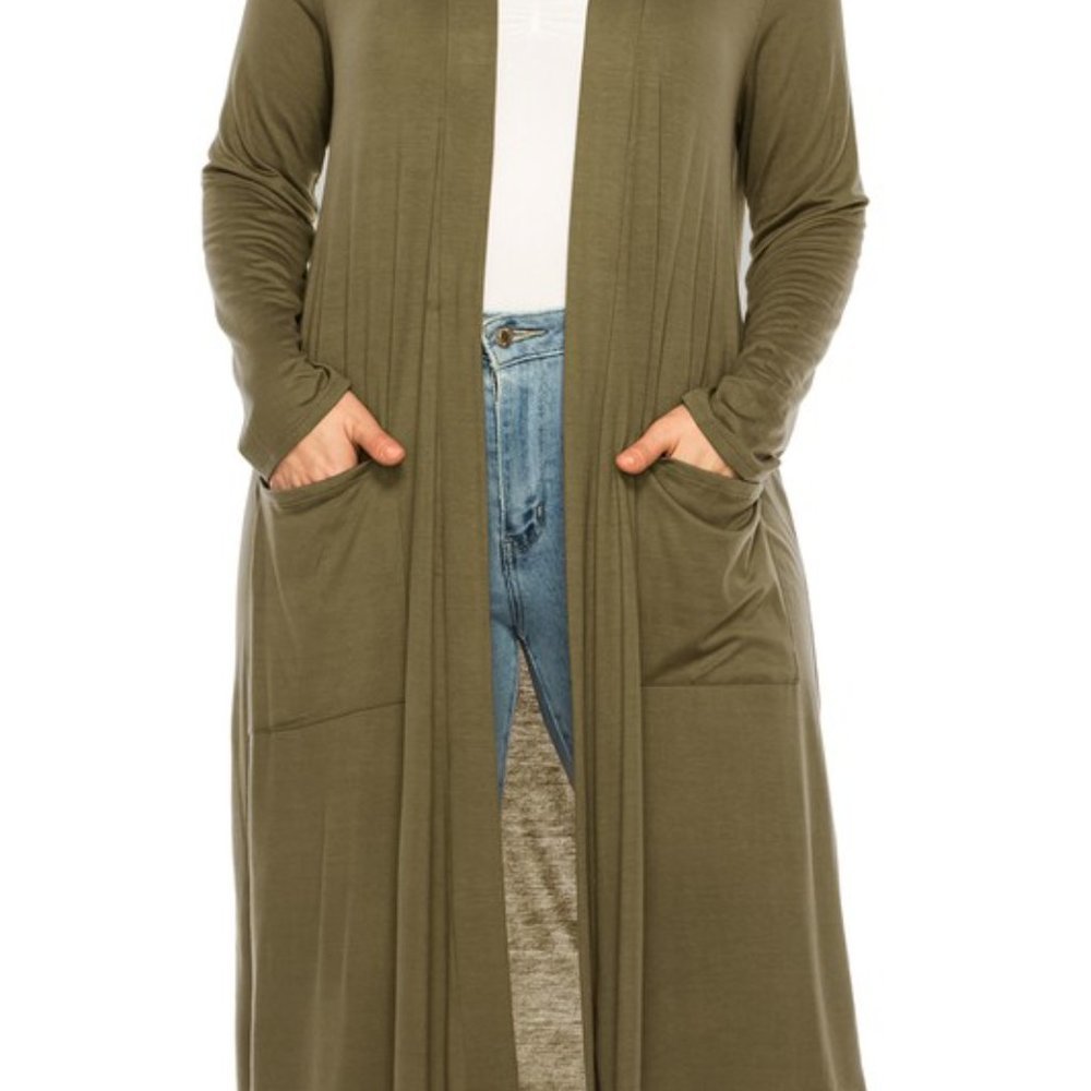 Plus size, solid duster cardigan - Picture 12 of 16
